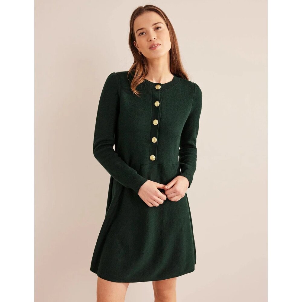 Boden Relaxed Knitted Mini Dress Green Size 14L